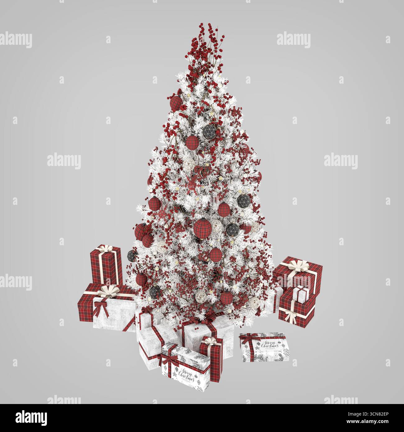 Rendering in 3d dell'albero decorativo natalizio Foto Stock