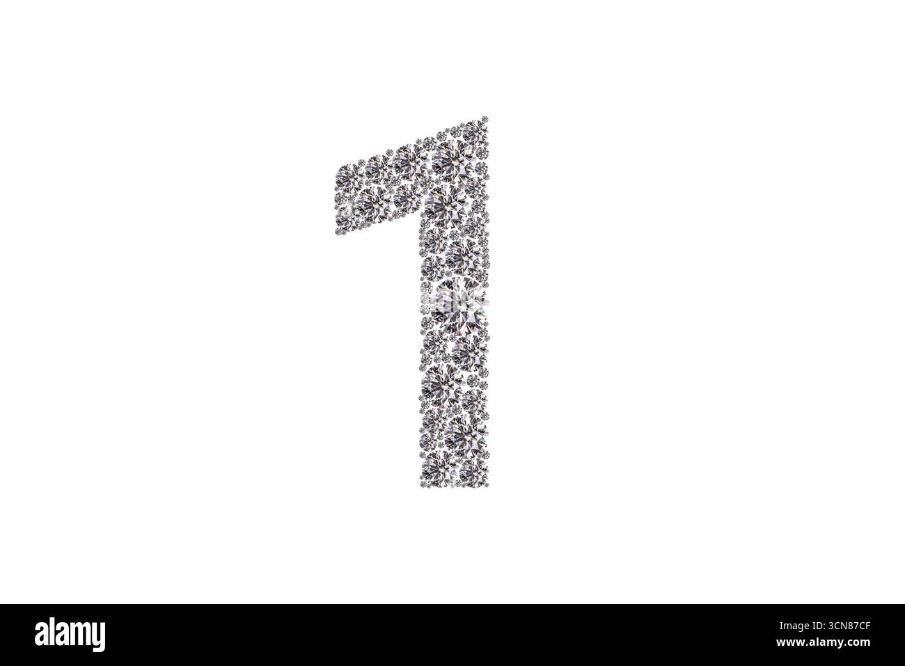 Un primo piano del numero 1 in uno schema di colori argento e bianco. Il numero è composto da piccoli punti ed è un po' sfocato Foto Stock