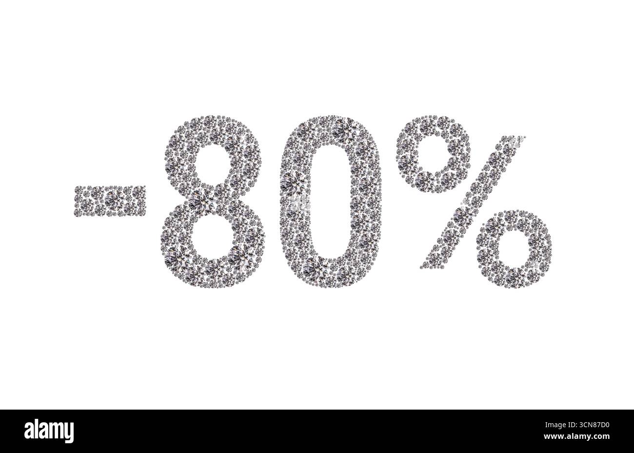 Un primo piano di un numero 80 con un motivo a diamante. Il numero è circondato da un cerchio e la parola percentuale Foto Stock
