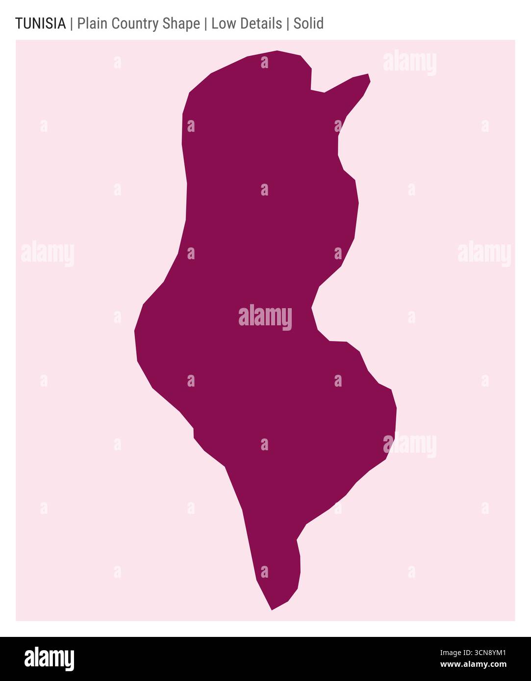 Mappa della nazione della Tunisia. Dettagli bassi. Stile solido. Forma della Tunisia. Illustrazione vettoriale. Illustrazione Vettoriale