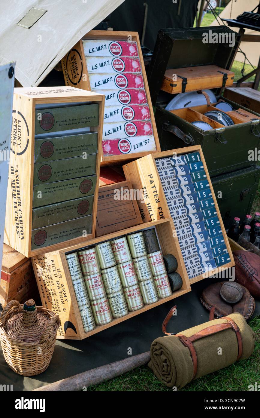 Razioni dell'esercito americano. Weekend 2025 dell'Avro Heritage Centre 1940. Foto Stock