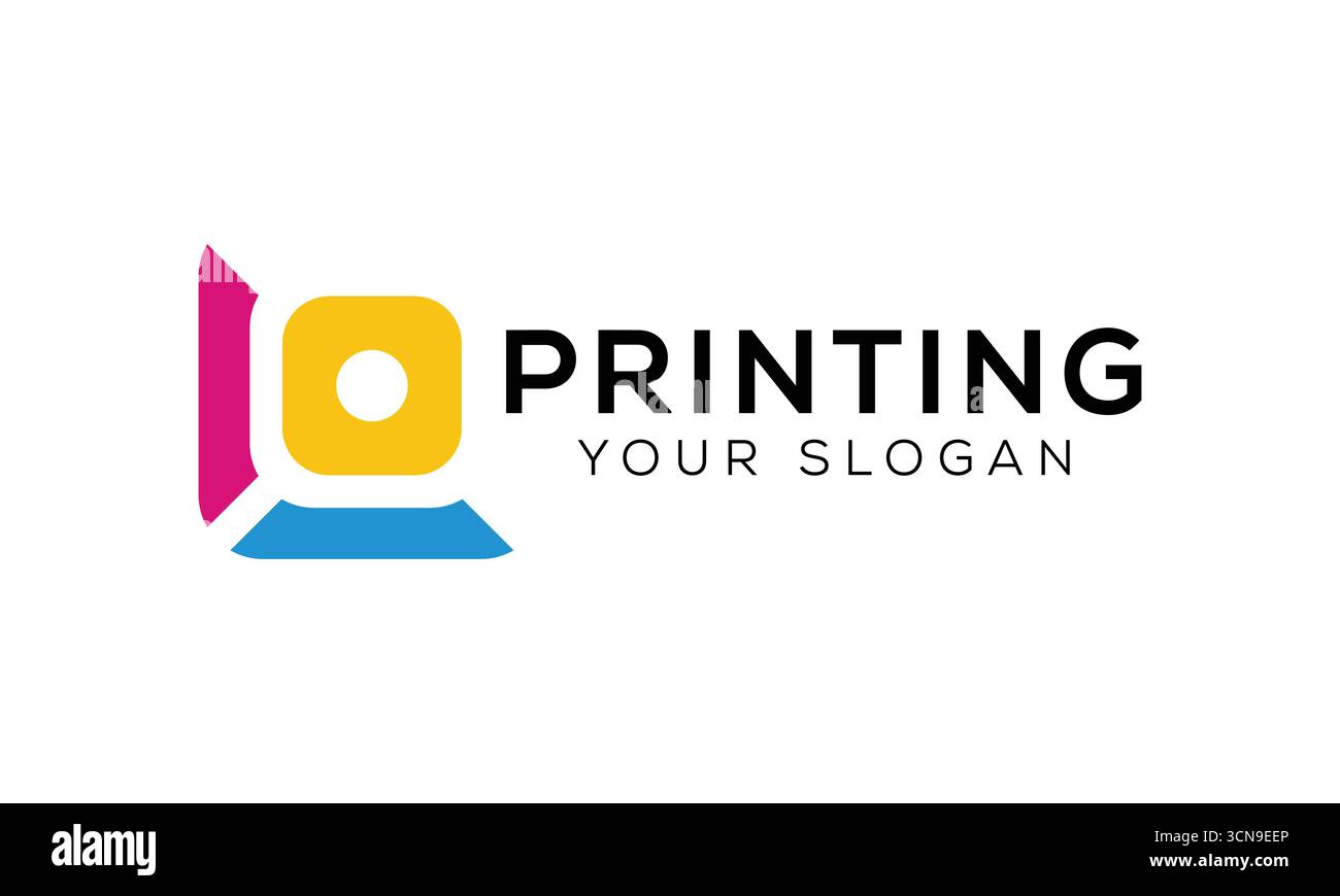 illustrazione del design del modello del logo con stampa vettoriale Illustrazione Vettoriale