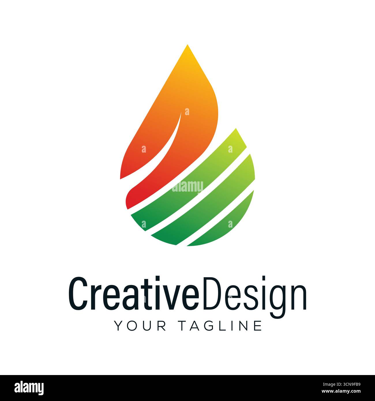 Design creativo con logo LEAF Drop Illustrazione Vettoriale