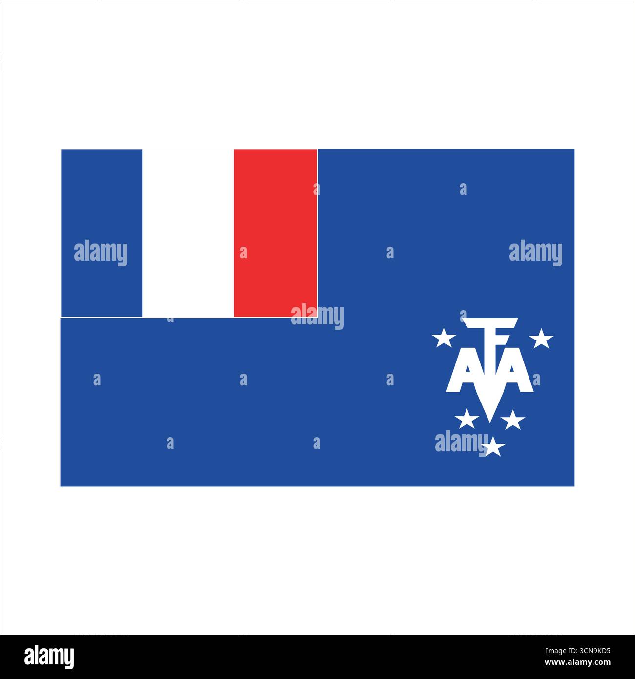Bandiera delle terre francesi meridionali e antartiche, un vasto territorio d'oltremare della francia, che simboleggia la sua presenza nell'emisfero meridionale Illustrazione Vettoriale