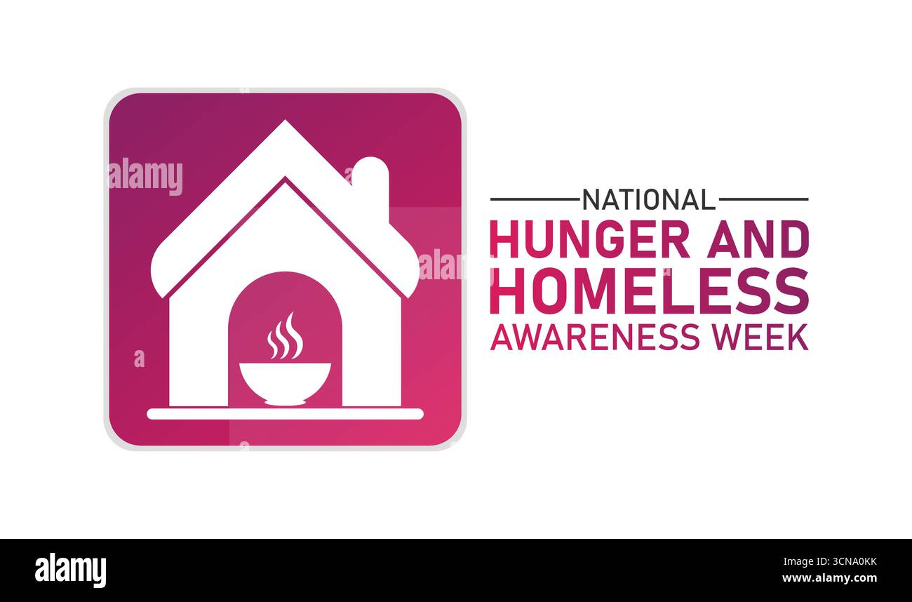 Settimana nazionale della fame e della consapevolezza dei senzatetto. Sfondo, poster, cartolina, design di striscioni. Illustrazione vettoriale Illustrazione Vettoriale