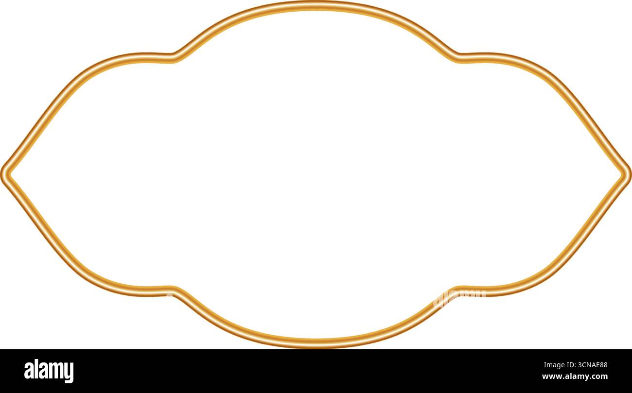 Elegante cornice 3d dorata. Finestra indiana in oro, sigillo orientale, timbro, elemento decorativo arabo. Elegante confine per premi, certificato Illustrazione Vettoriale