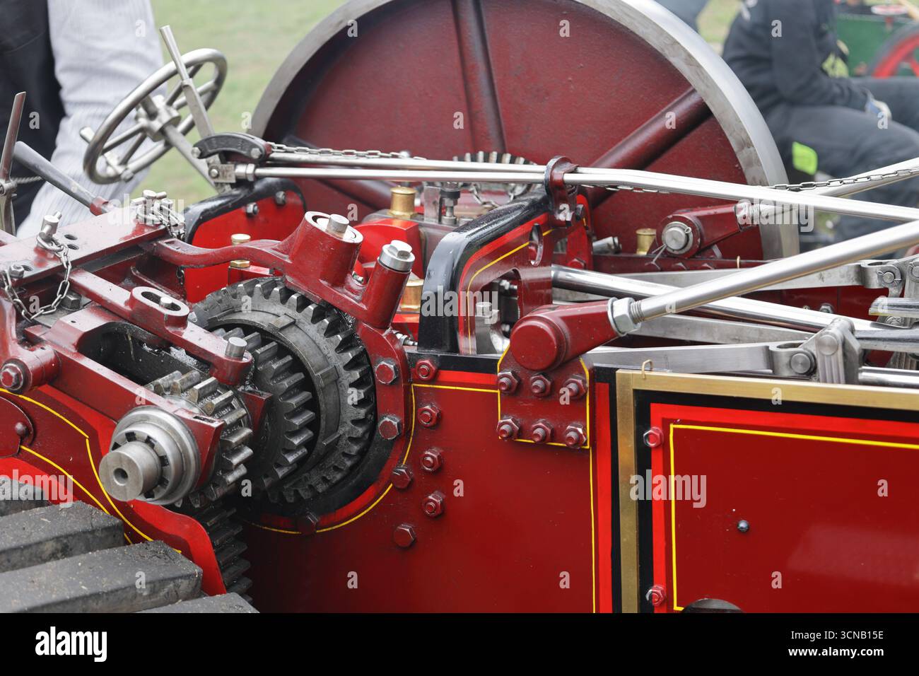 Vista dall'alto delle aste di sollevamento di un motore a vapore Foto Stock