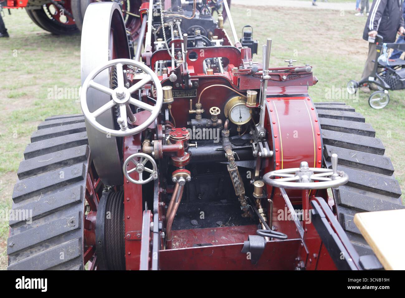 Vista dall'alto delle aste di sollevamento di un motore a vapore Foto Stock