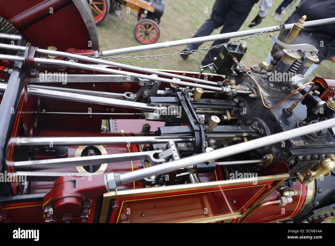 Vista dall'alto delle aste di sollevamento di un motore a vapore Foto Stock