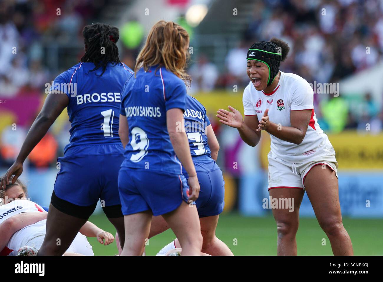 BRISTOL, Regno Unito - 20 settembre 2025: L'Inghilterra Sadia Kabeya reagisce durante la semifinale di Coppa del mondo di rugby femminile tra Francia e Inghilterra all'Ashton Gate Stadium (credito: Craig Mercer/ Alamy Live News) Foto Stock
