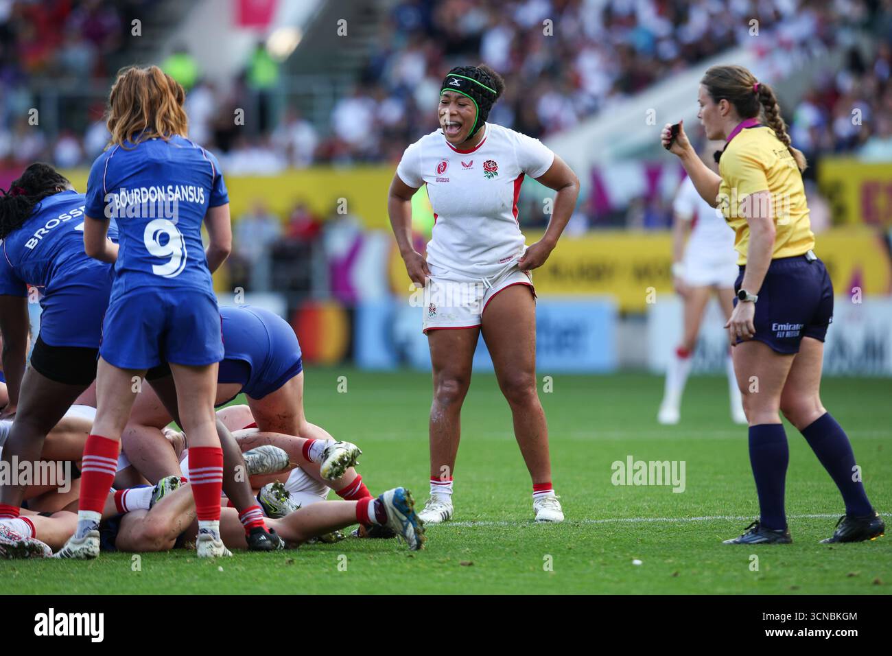 BRISTOL, Regno Unito - 20 settembre 2025: L'Inghilterra Sadia Kabeya reagisce durante la semifinale di Coppa del mondo di rugby femminile tra Francia e Inghilterra all'Ashton Gate Stadium (credito: Craig Mercer/ Alamy Live News) Foto Stock