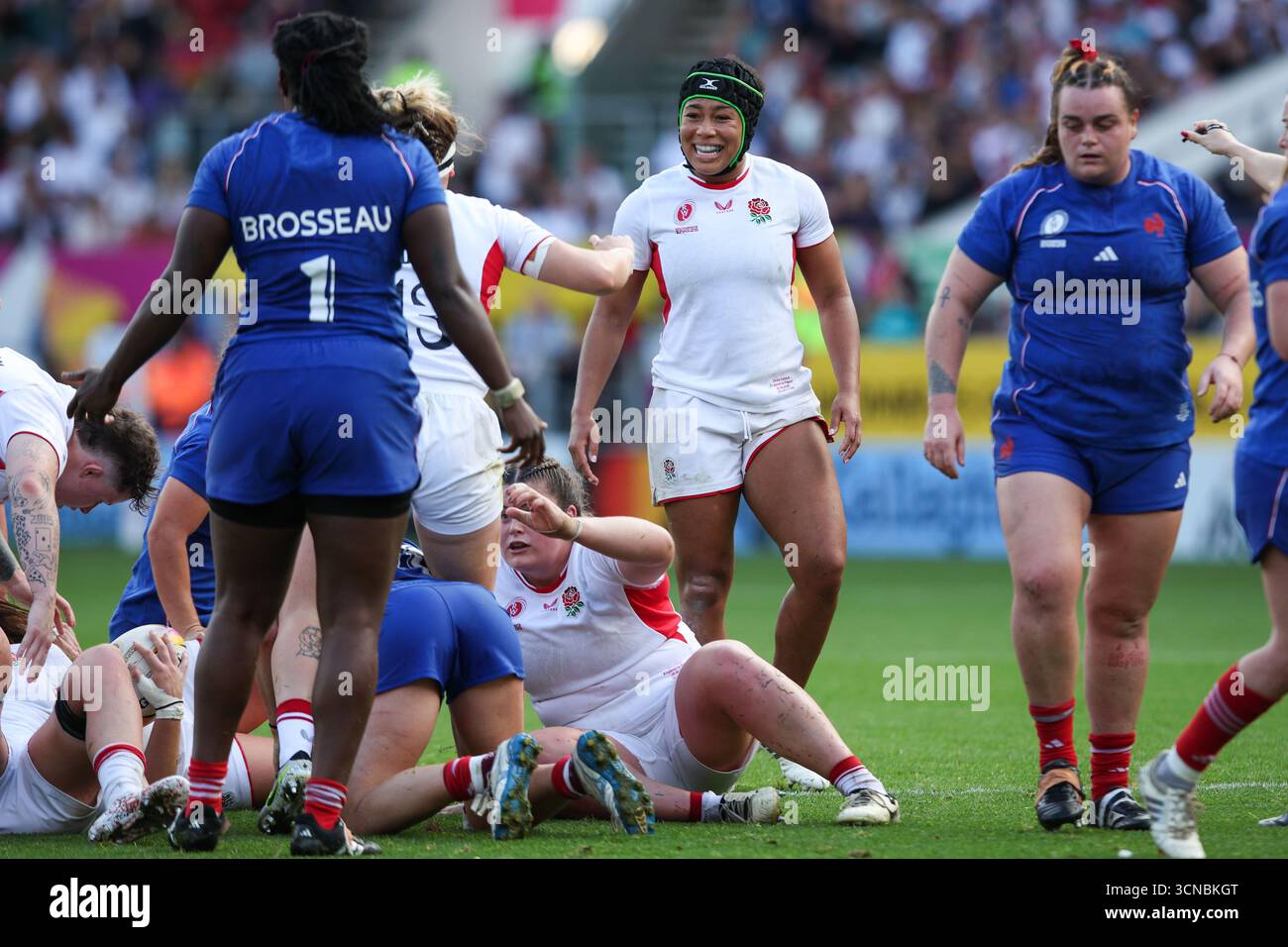 BRISTOL, Regno Unito - 20 settembre 2025: L'Inghilterra Sadia Kabeya reagisce durante la semifinale di Coppa del mondo di rugby femminile tra Francia e Inghilterra all'Ashton Gate Stadium (credito: Craig Mercer/ Alamy Live News) Foto Stock