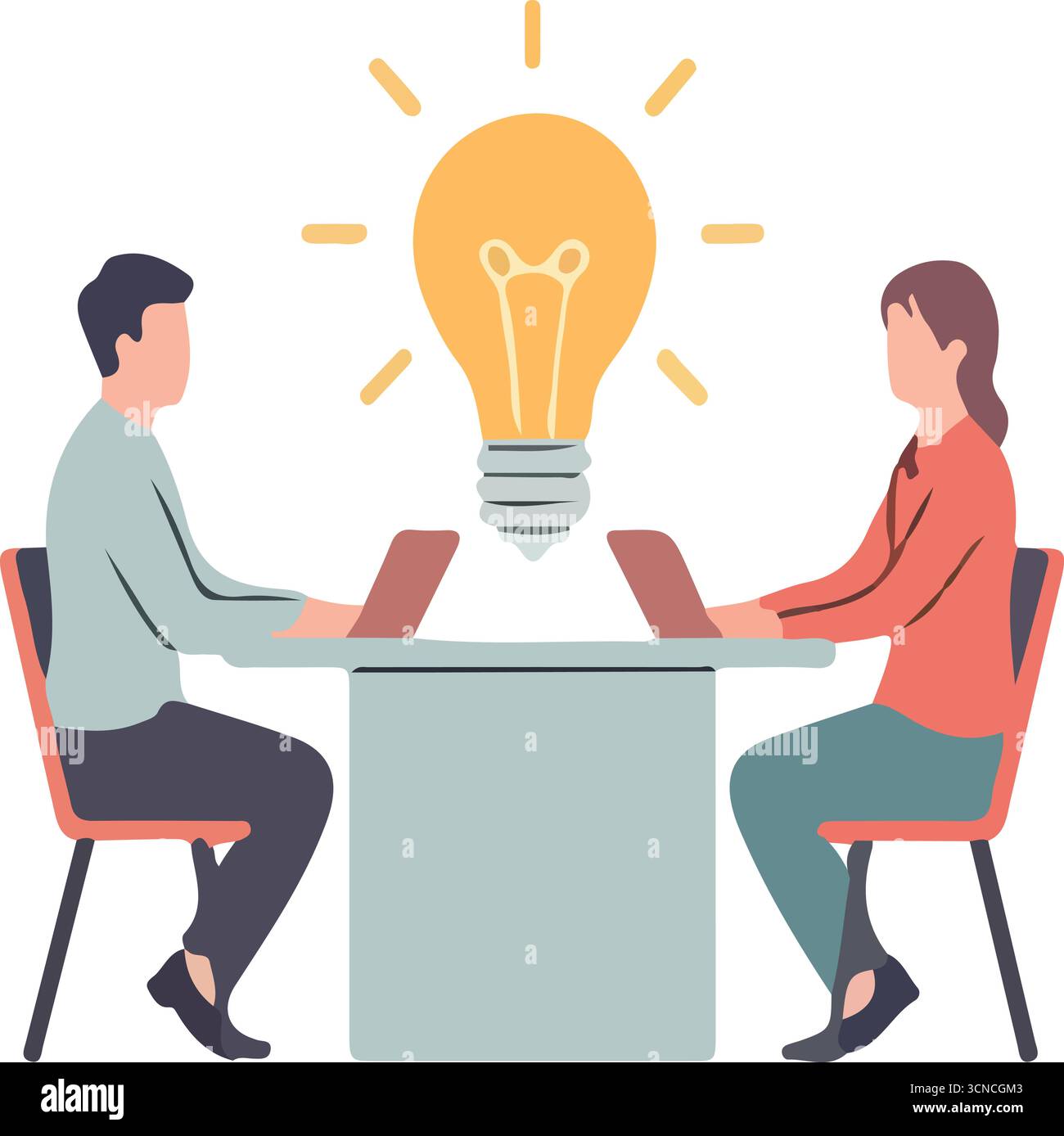 Sessione di brainstorming del team con illustrazioni di idee brillanti Illustrazione Vettoriale