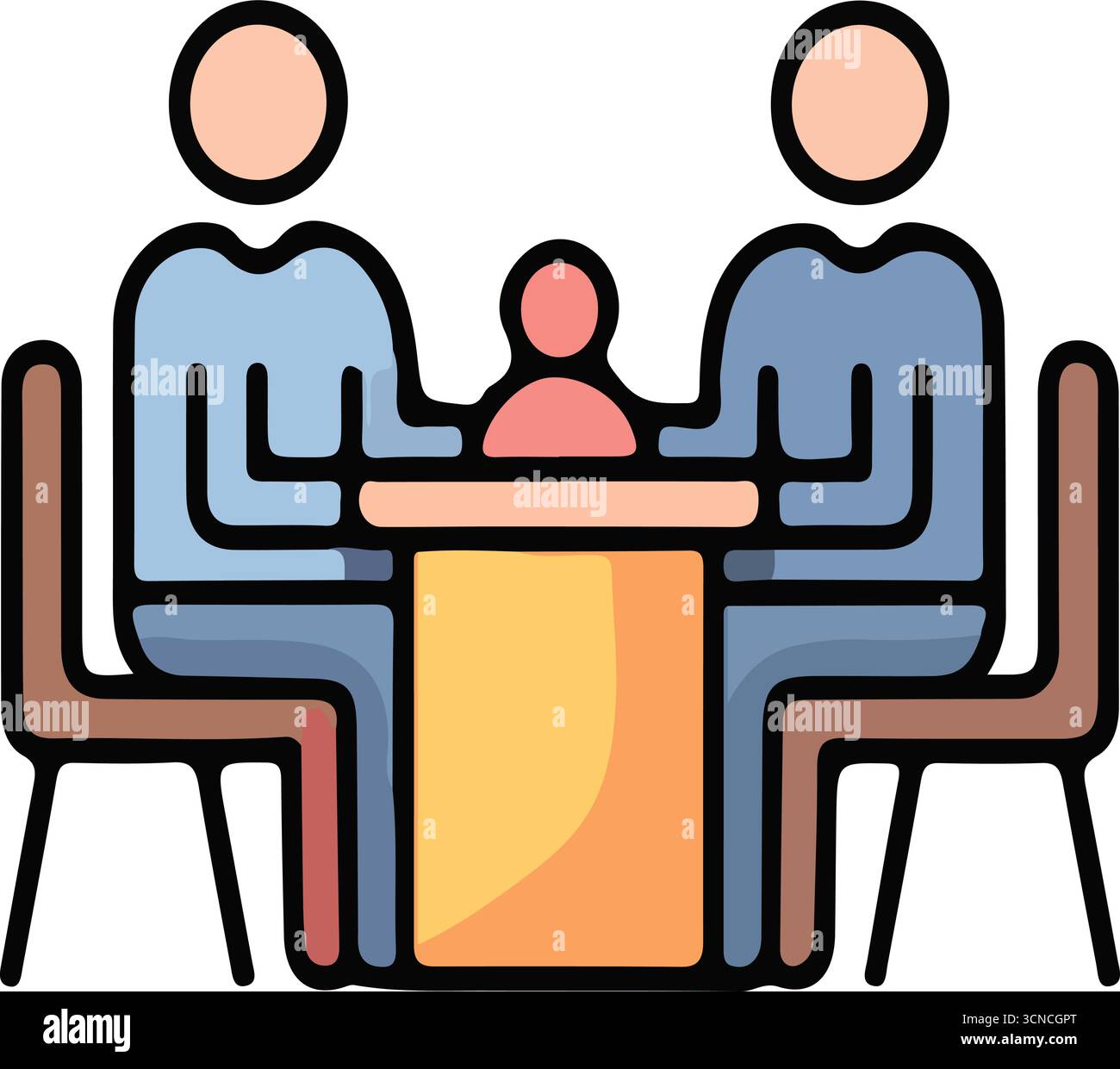 Illustrazioni delle icone delle riunioni di gruppo e delle discussioni di gruppo Illustrazione Vettoriale