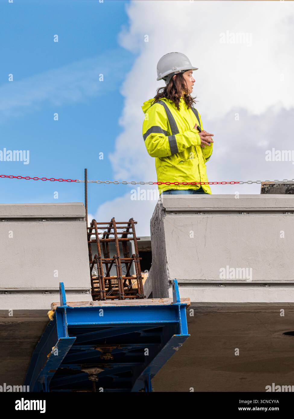 Lady Bridge costruttore presso il ponte della principessa Maria, pronta a completare il vuoto del ponte, Frederikssund, Danimarca, 3 maggio 2019 Foto Stock