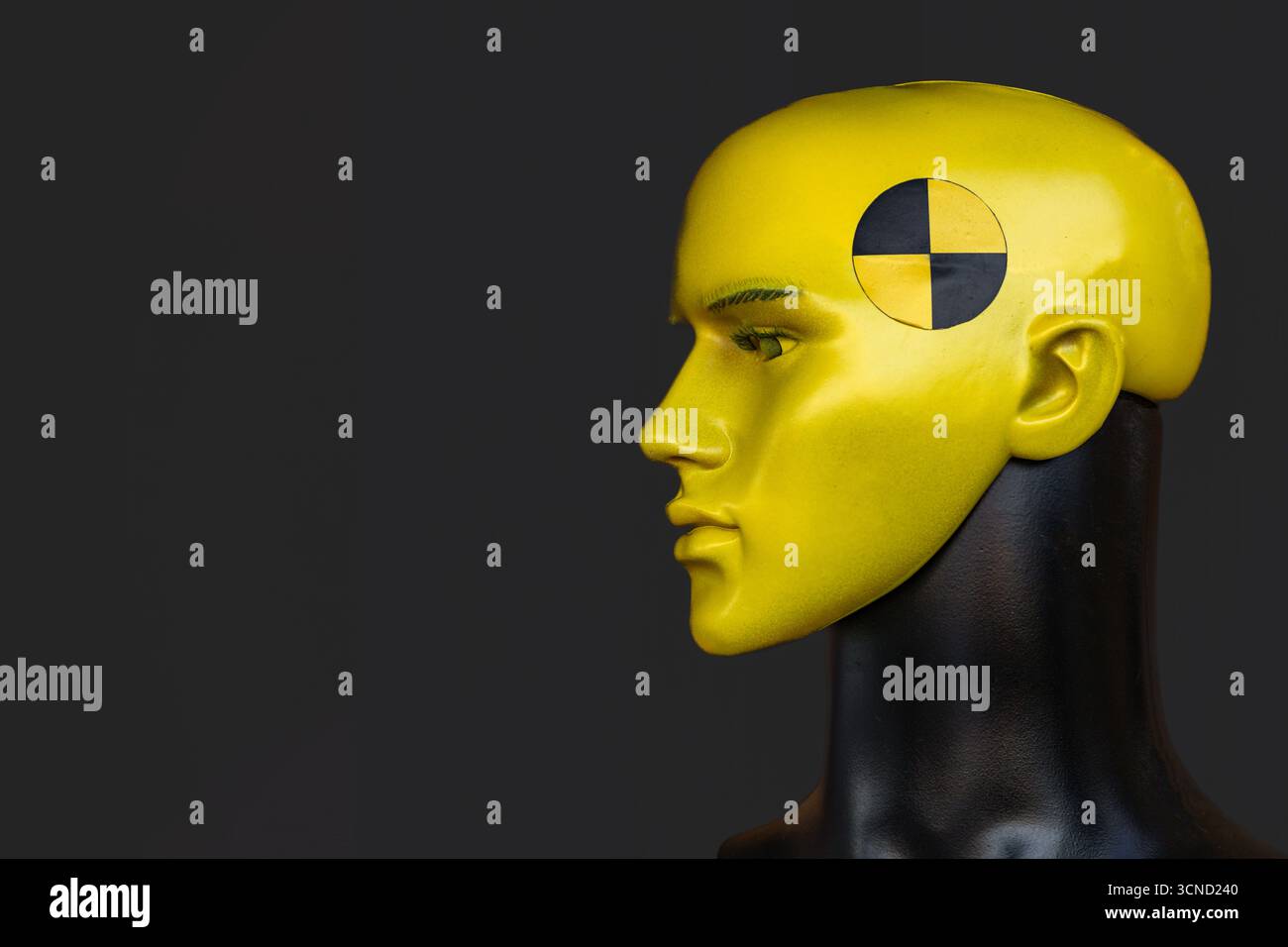 Crash test Dummy, testa manichino, imitazione umana, robot, intelligenza artificiale Foto Stock