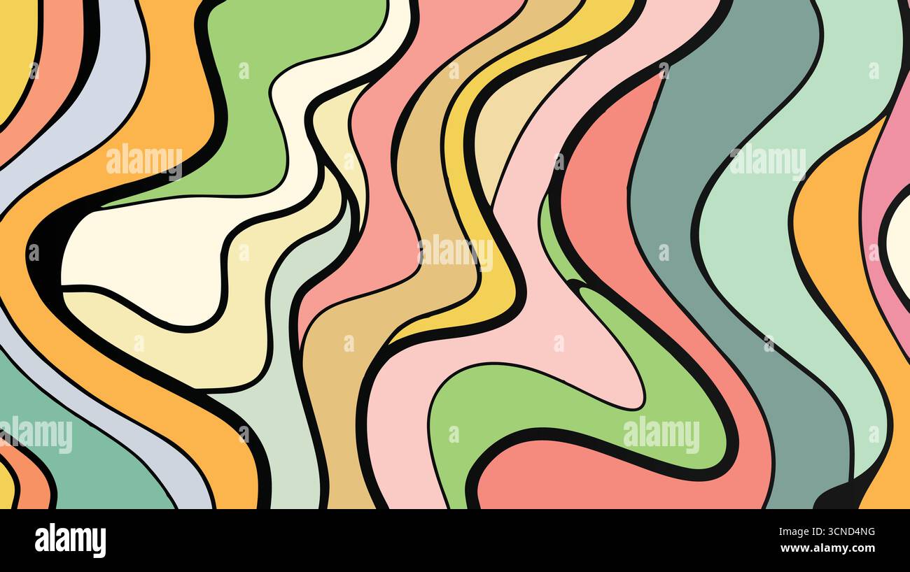 Sfondo onda multicolore retro Illustrazione Vettoriale