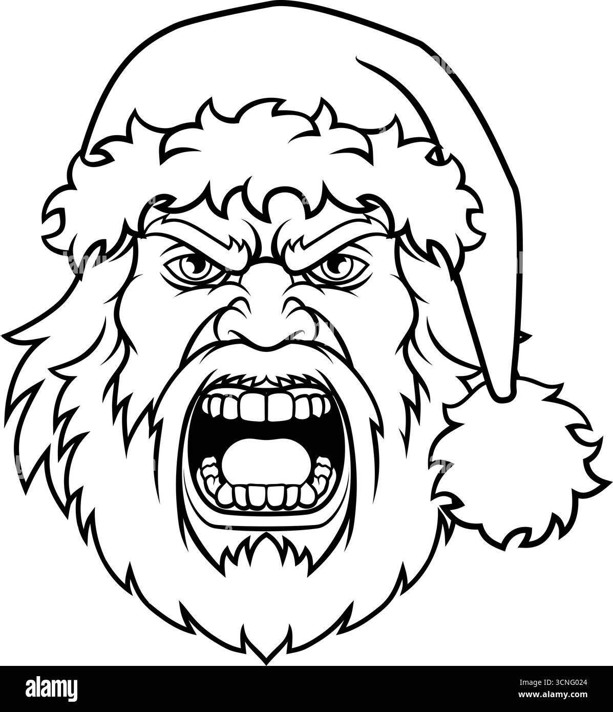 Arrabbiato Babbo Natale Babbo Natale Cartoon Mascotte Illustrazione Vettoriale