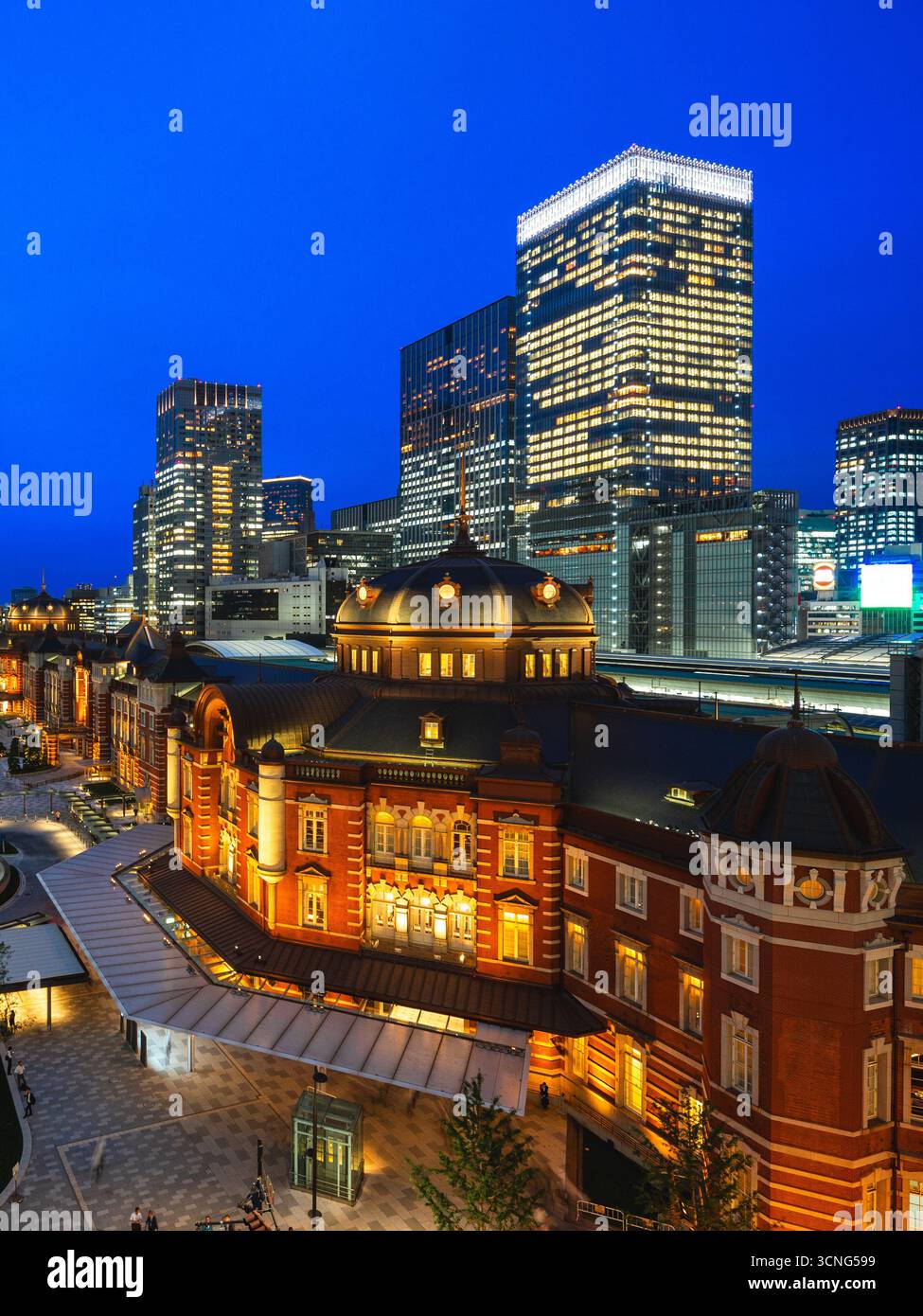Scenario della stazione di Tokyo di notte nella città di Tokyo, Kanto, Giappone Foto Stock
