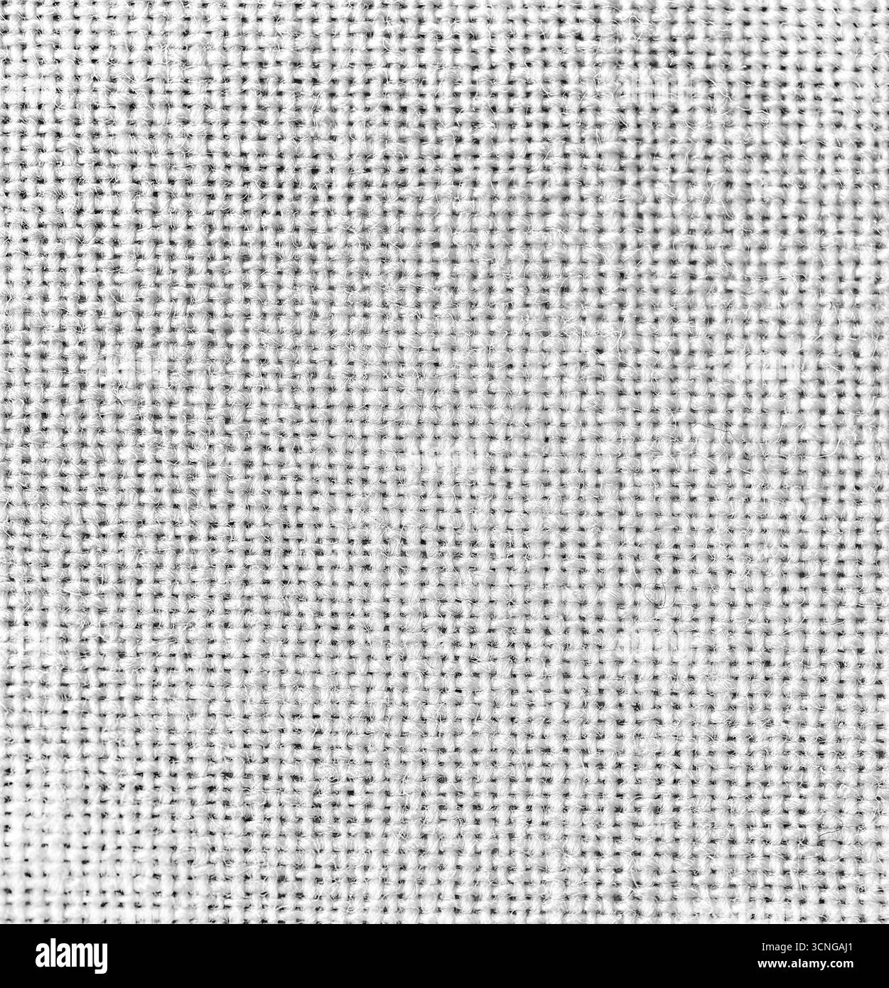 Sfondo bianco con texture naturale, primo piano in tessuto di lino Foto Stock