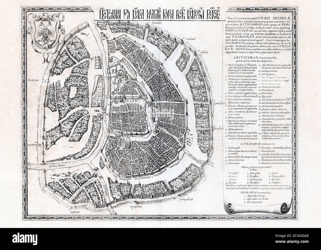 Vecchia mappa di Mosca, Russia, di Joan Blaeu, 1649 *** vecchia mappa di Mosca, Russia, di Joan Blaeu, 1649 Foto Stock
