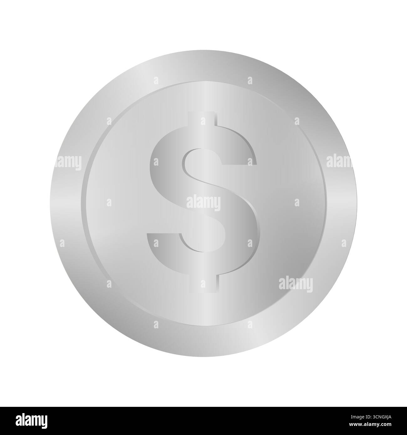 Moneta. Moneta da dollaro d'argento. Illustrazione vettoriale isolata su sfondo bianco. Illustrazione Vettoriale