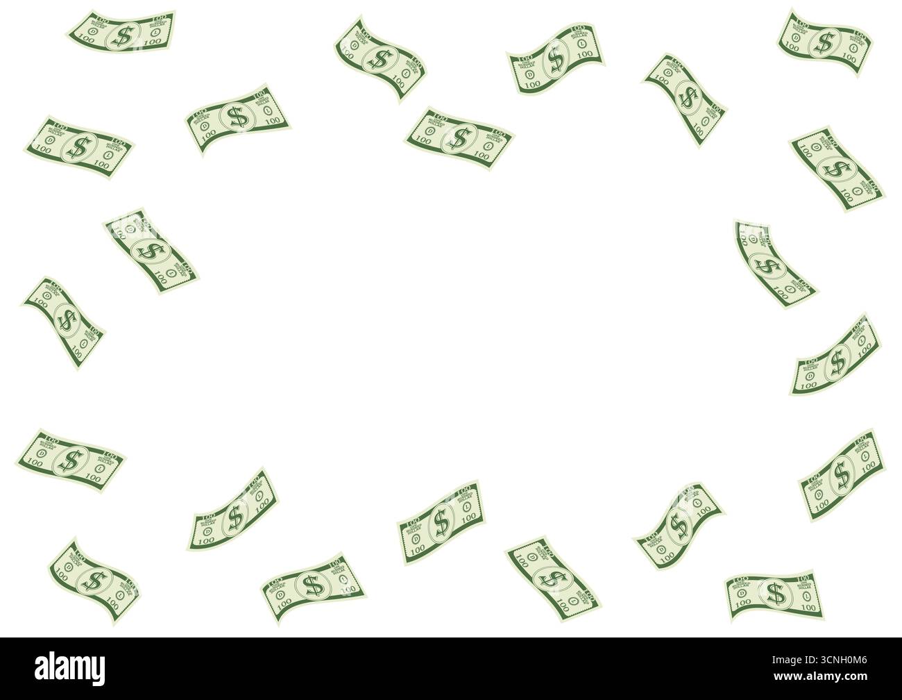 Bancomat o bancomat Falling and Flying. Background di denaro in dollari. Concetto di ricchezza e ricchezza. Illustrazione vettoriale. Illustrazione Vettoriale