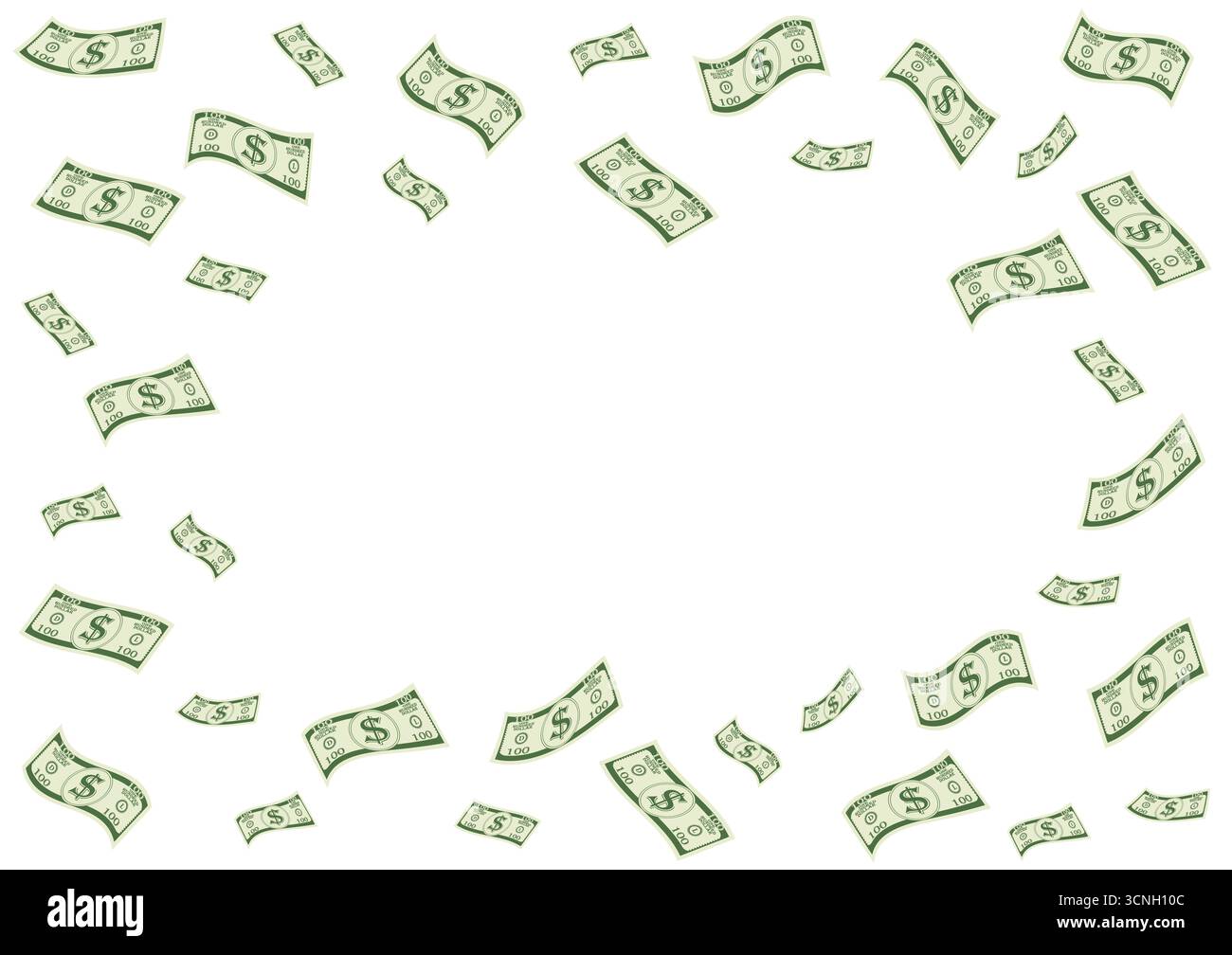 Bancomat o bancomat Falling and Flying. Background di denaro in dollari. Concetto di ricchezza e ricchezza. Illustrazione vettoriale. Illustrazione Vettoriale