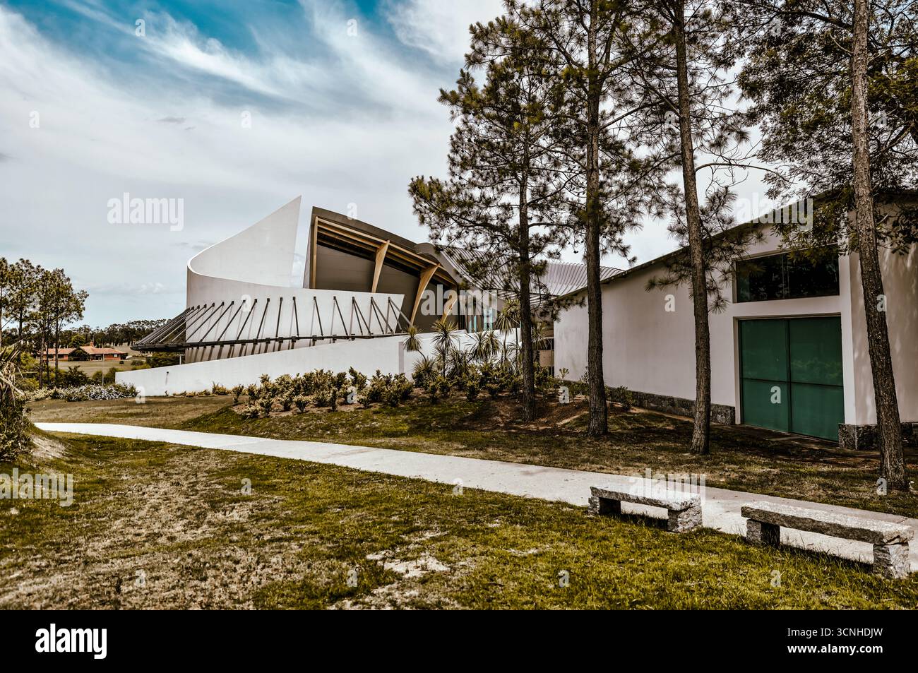 Cartello di ingresso sul terreno di Fundación Pablo Atchugarry. Foto Stock