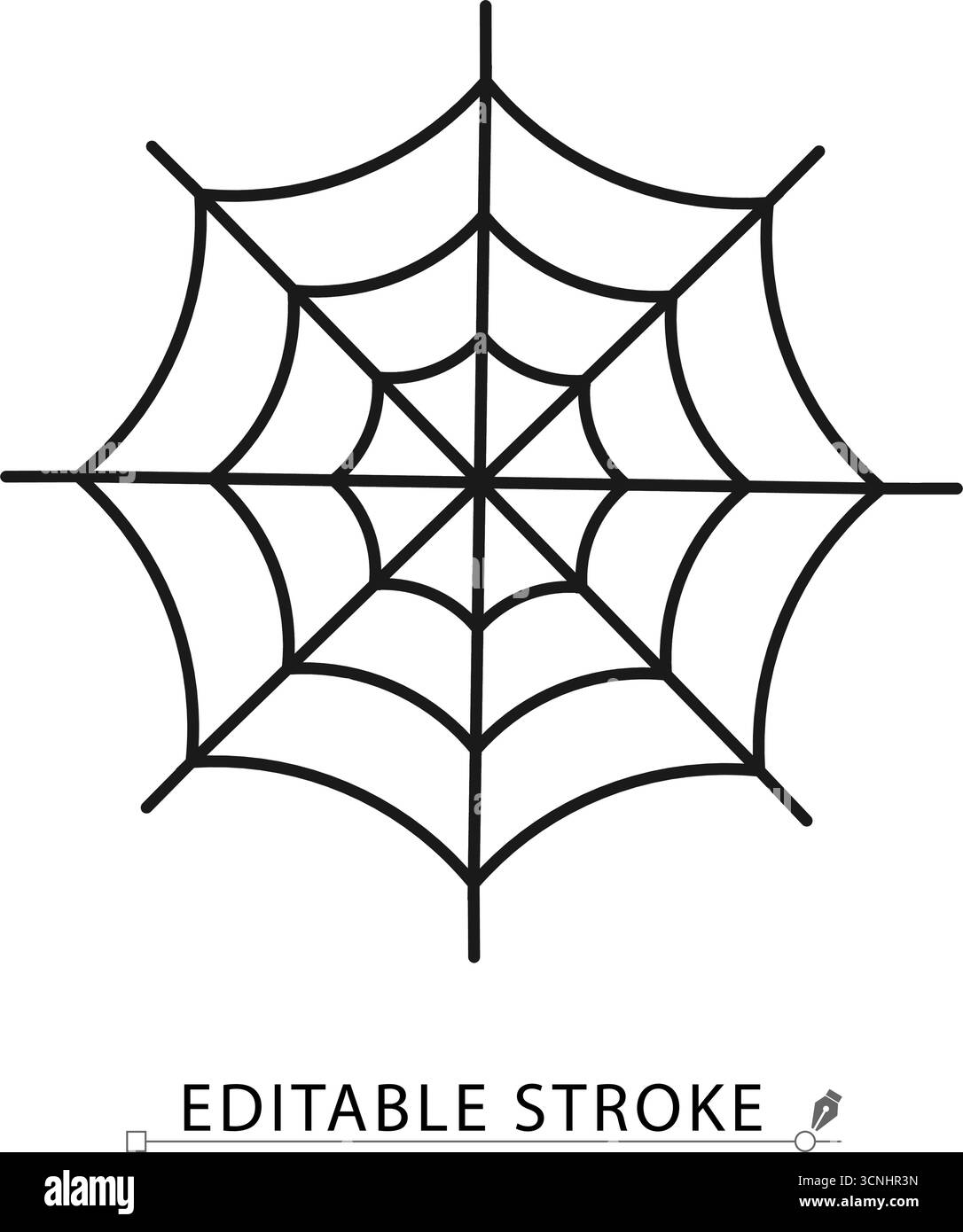 Icona ragnatela in stile minimalista con tratto modificabile. Elemento Halloween, decorazione spettrale, simbolo inquietante, design aracnide, tema horror, autunno Illustrazione Vettoriale