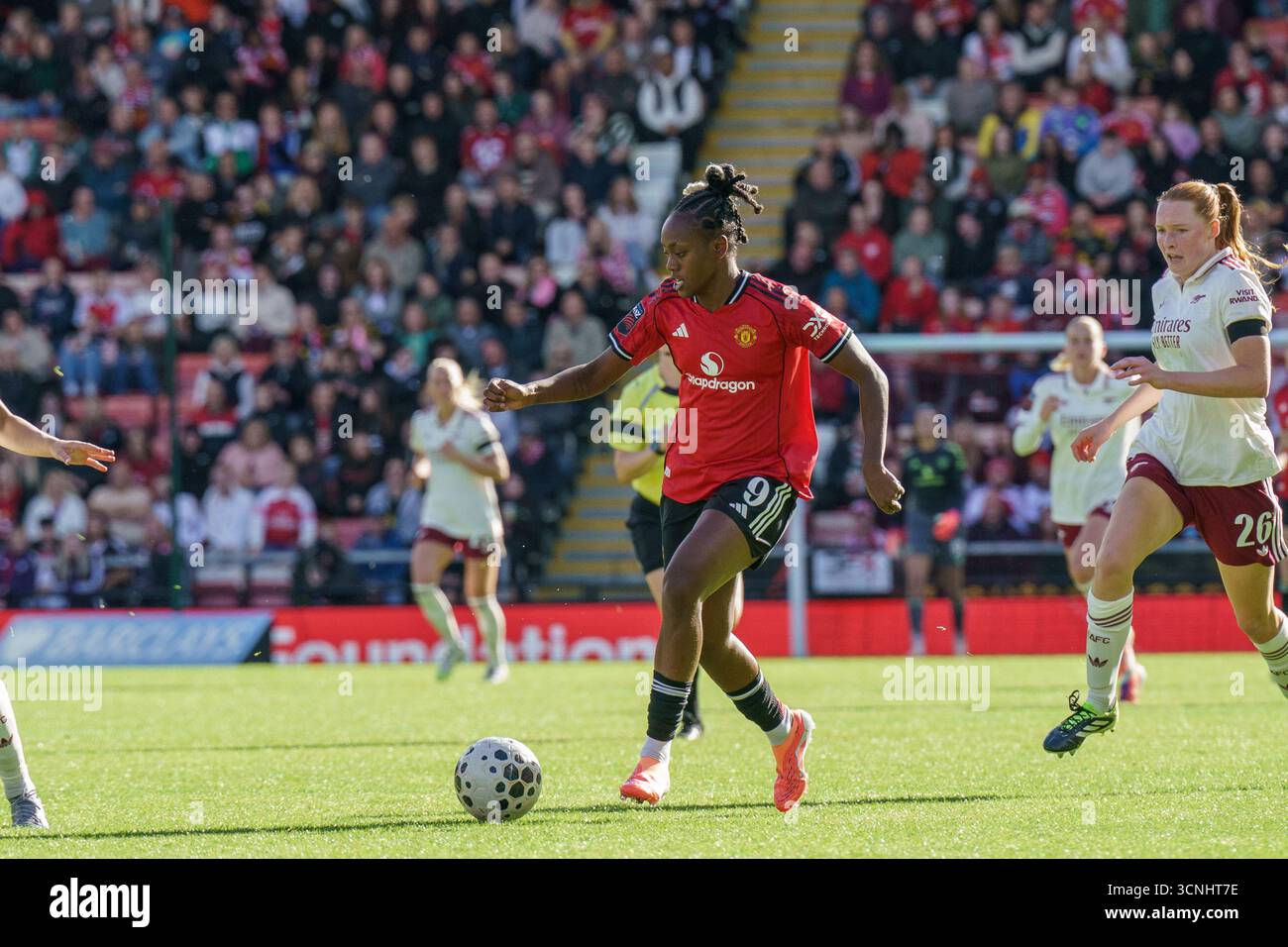 Leigh Sports Village Arena, Manchester, Regno Unito. 21 settembre 2025. Melvine Malard durante il Manchester United Women vs. Arsenal Women alla Leigh Sports Village Arena 21 settembre 2025 nella Women's Super League (WSL) Credit: Adam Edwards/Alamy Live News Foto Stock