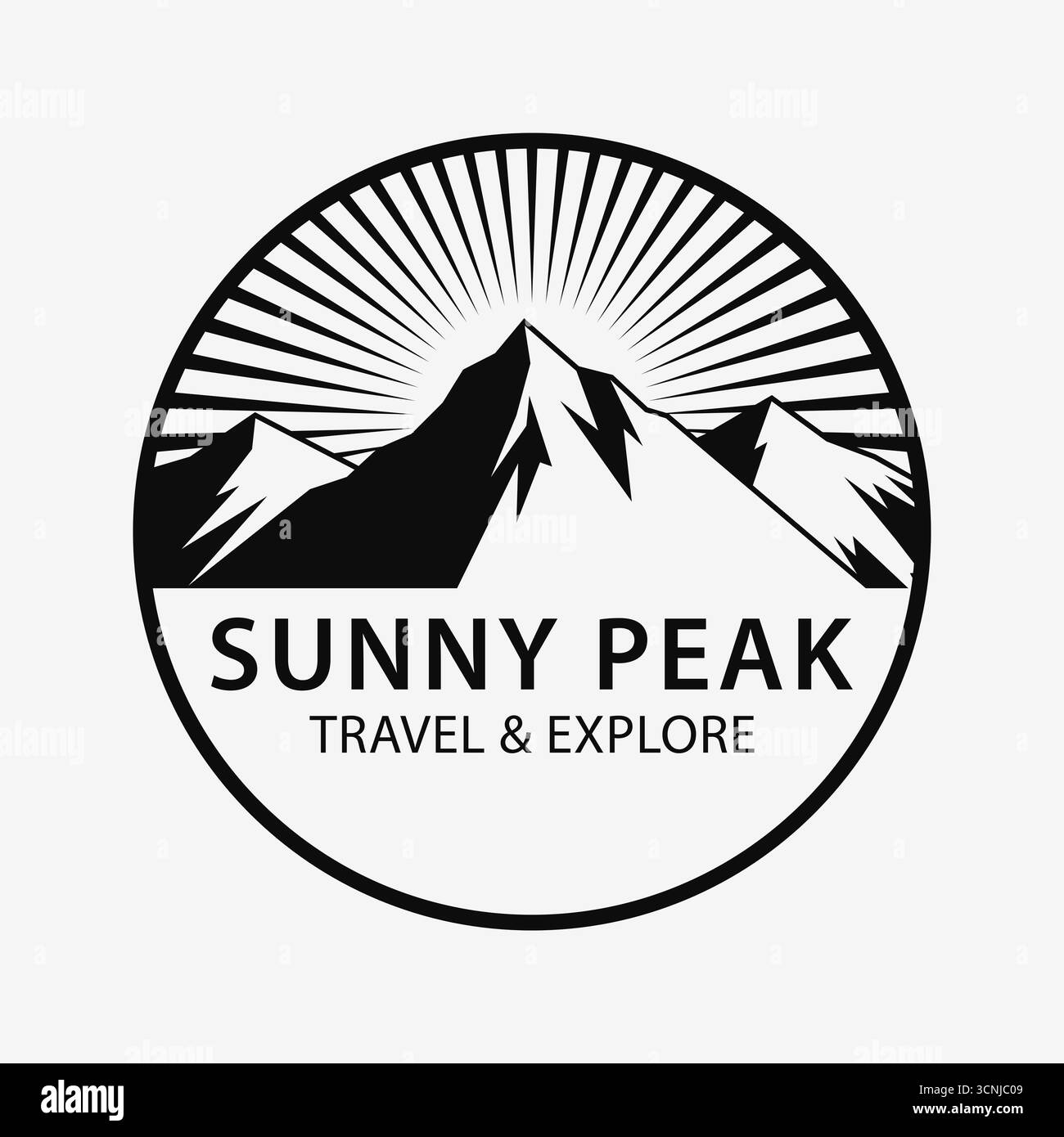 Logo Mountain. Silhouette nera. Stile retrò. Illustrazione vettoriale Illustrazione Vettoriale