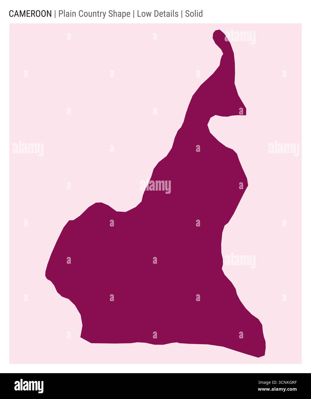 Mappa di campagna della pianura del Camerun. Dettagli bassi. Stile solido. Forma del Camerun. Illustrazione vettoriale. Illustrazione Vettoriale