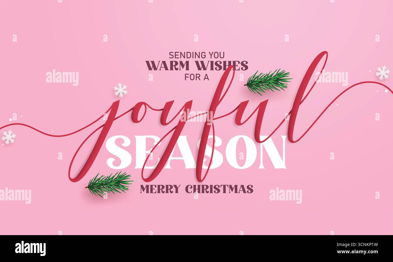 Natale gioioso saluto calligrafia clipart design. Stagione natalizia con tipografia dei desideri caldi ritagli artistici per le festività natalizie un saluto elegante Illustrazione Vettoriale