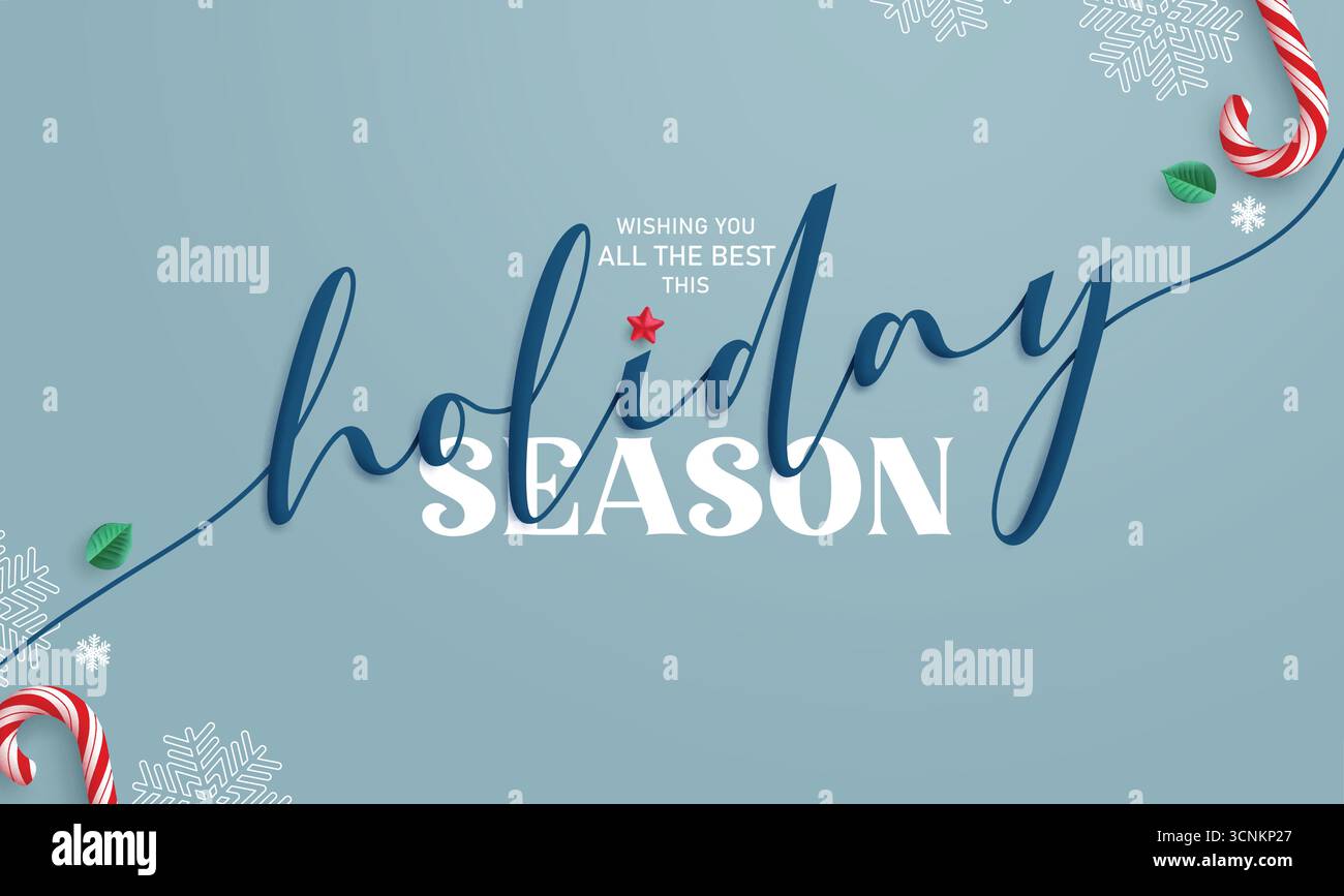 Calligrafia clipart design natalizio saluto natalizio. Auguri di auguri natalizi, testo, font e clip tipografiche in un elegante e semplice stile Illustrazione Vettoriale