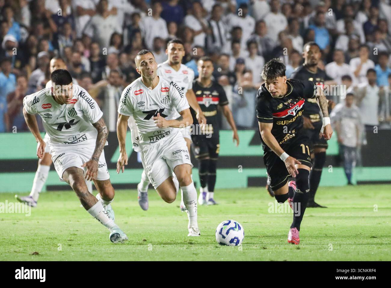 Ferreira di São Paolo durante la partita contro il Santos, per la 24a prova del Campionato brasiliano, allo stadio Vila Belmiro, sulla costa di São Paolo, questa domenica 21. Crediti: Brasile Photo Press/Alamy Live News Foto Stock