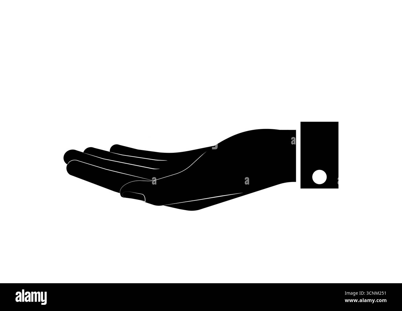 Gesto di mano vuota che regge qualcosa di sagoma bianco e nero. Illustrazione vettoriale. Illustrazione Vettoriale