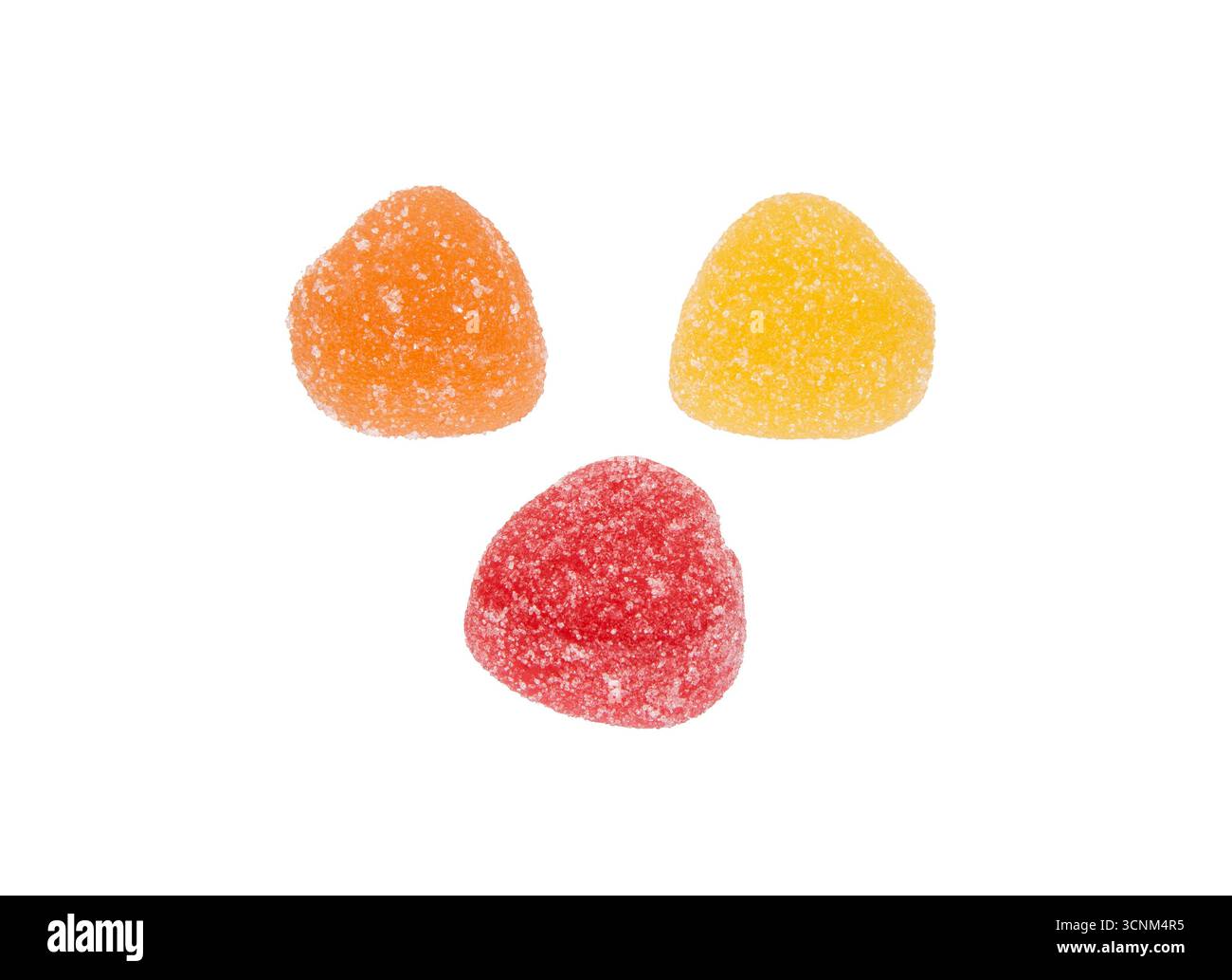 Caramelle colorate marmellate, isolate su sfondo bianco. Caramelle assortite in gelatina. Foto Stock