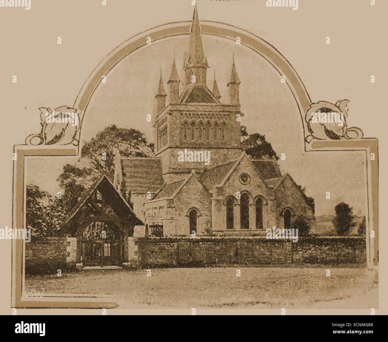 Un'immagine del 1908 di St Mildred's Church, Whippingham, Church, Isle of Wight, UK. Era il centro della tenuta reale della regina Vittoria. A supporto di Osborne House Foto Stock