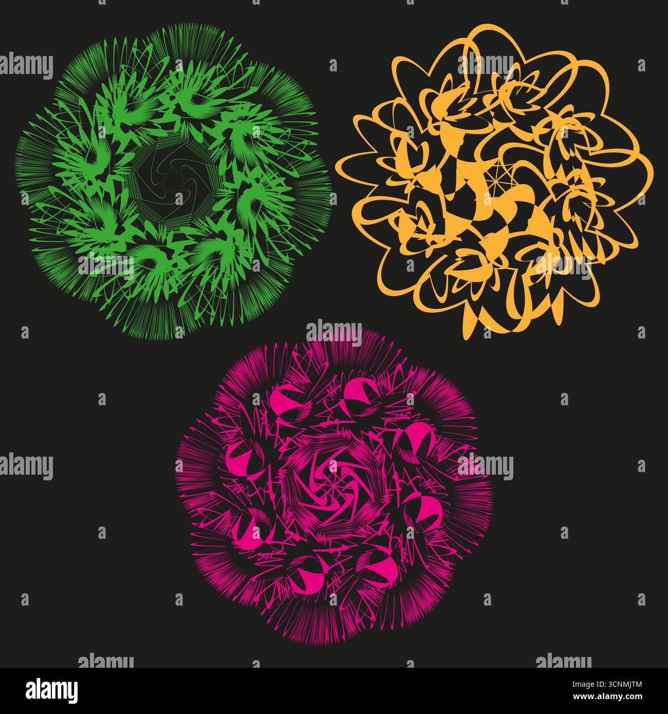 Vivaci decorazioni floreali. Collezione di fiori astratti. Motivi floreali colorati. Elementi di progettazione vettoriali. EPS 10. Illustrazione Vettoriale