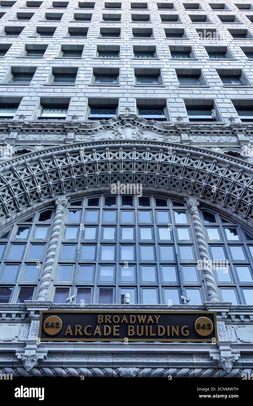 Il Broadway Arcade Building nel centro di Los Angeles, California Foto Stock