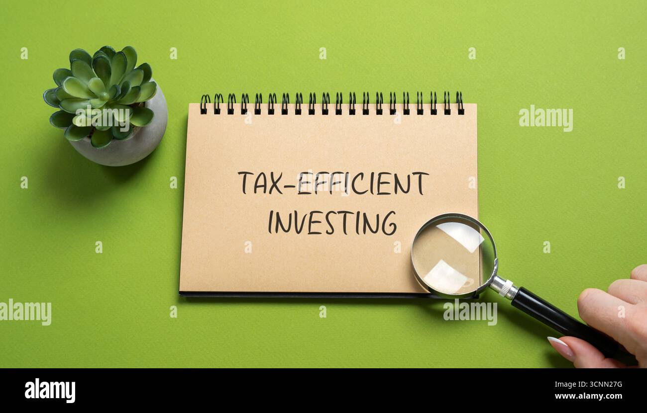 Concetto di investimento efficiente sotto il profilo fiscale. Strategia che riduce al minimo l'impatto delle imposte sui rendimenti degli investimenti, consentendo di mantenere un maggior numero di guadagni. Affari Foto Stock