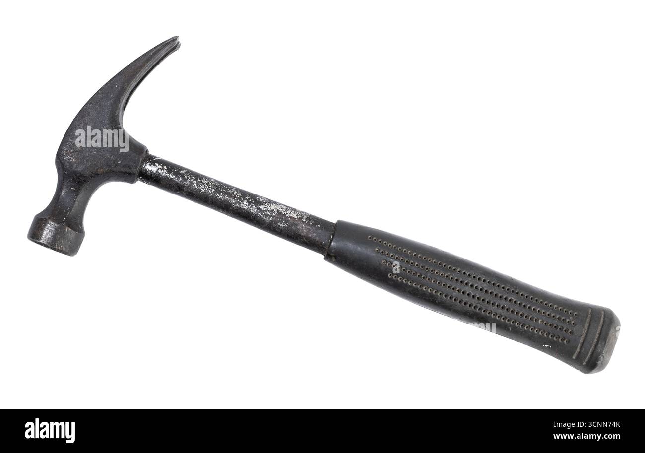 Martello a ganascia grunge isolato su sfondo bianco Foto Stock