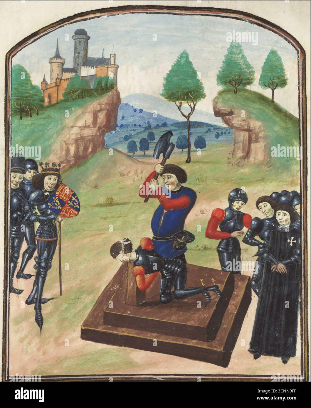 GUERRE DELLE ROSE Edmund Beaufort, IV duca di Somerset, viene giustiziato il 6 maggio 1471 dopo pochi giorni dopo la battaglia di Tewkesbury Edoardo IV guardò da sinistra. Foto Stock