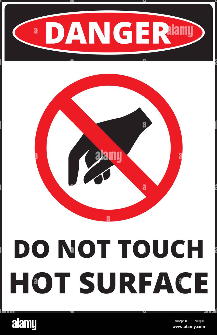 Non toccare il banner della superficie calda su uno sfondo bianco Illustrazione Vettoriale