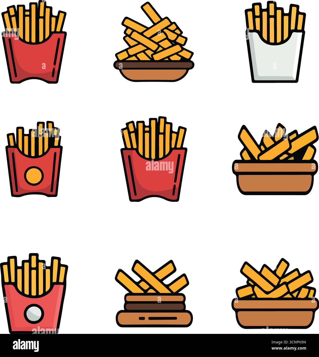 Illustrazioni delle patatine fritte croccanti Illustrazione Vettoriale