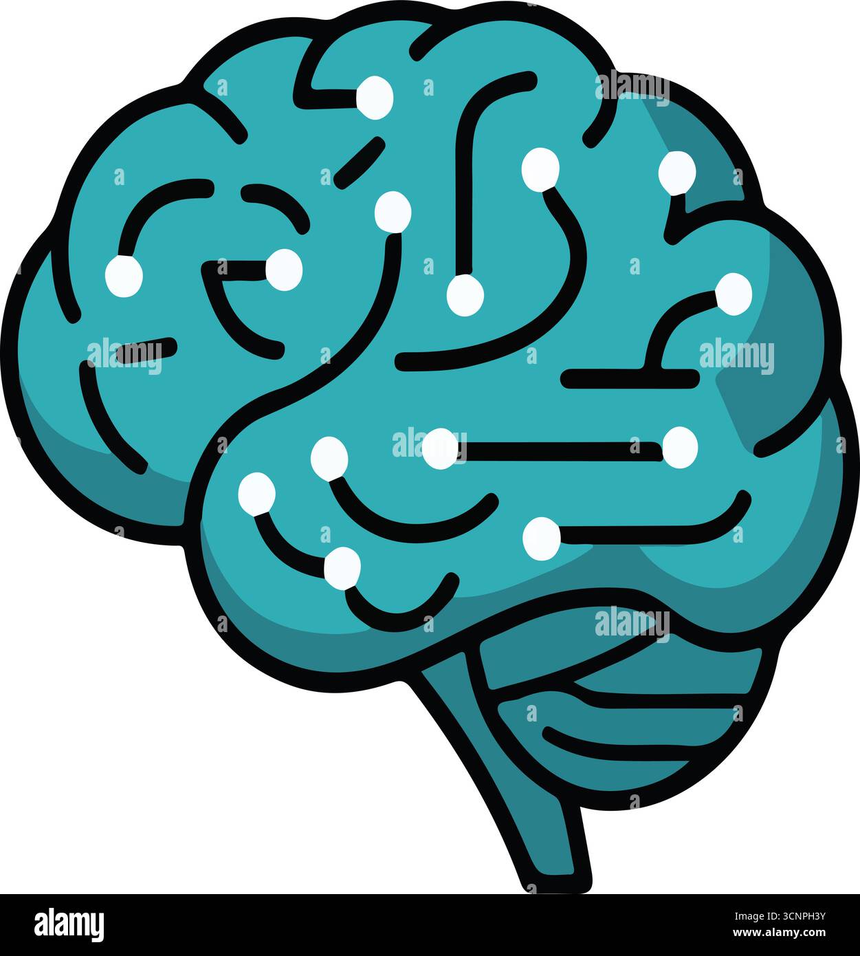 Illustrazioni della rete neurale cerebrale Illustrazione Vettoriale