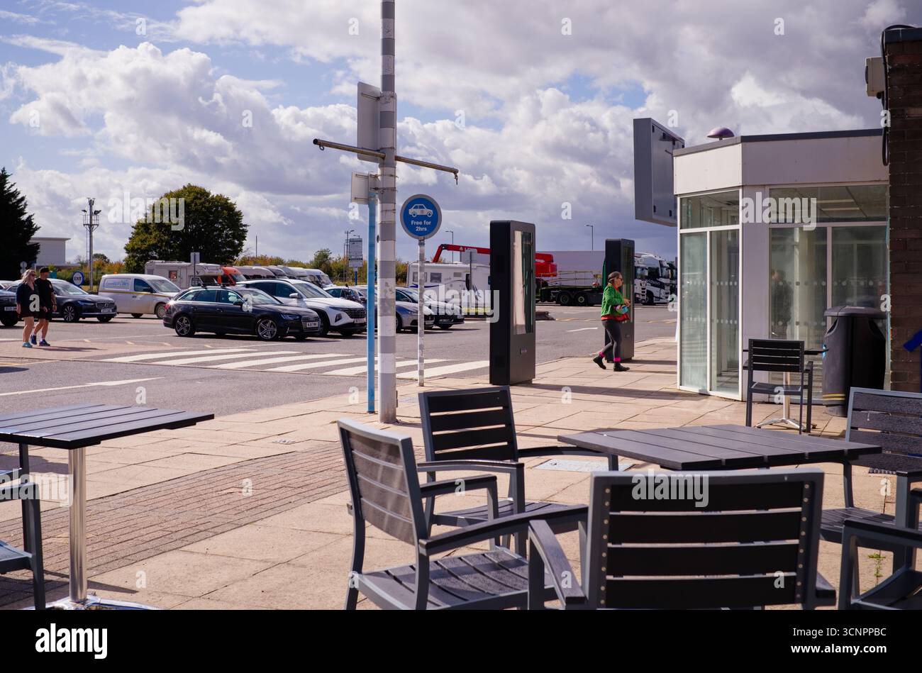 Stazione di servizio dell'autostrada sulla A1 a nord di Londra Foto Stock