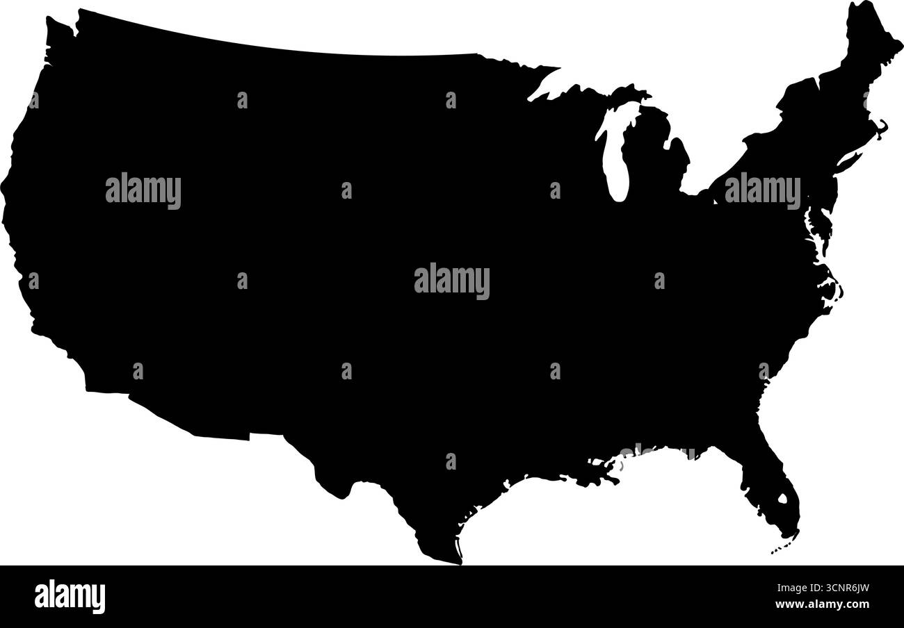 Sagoma della mappa degli Stati Uniti d'america Illustrazione Vettoriale