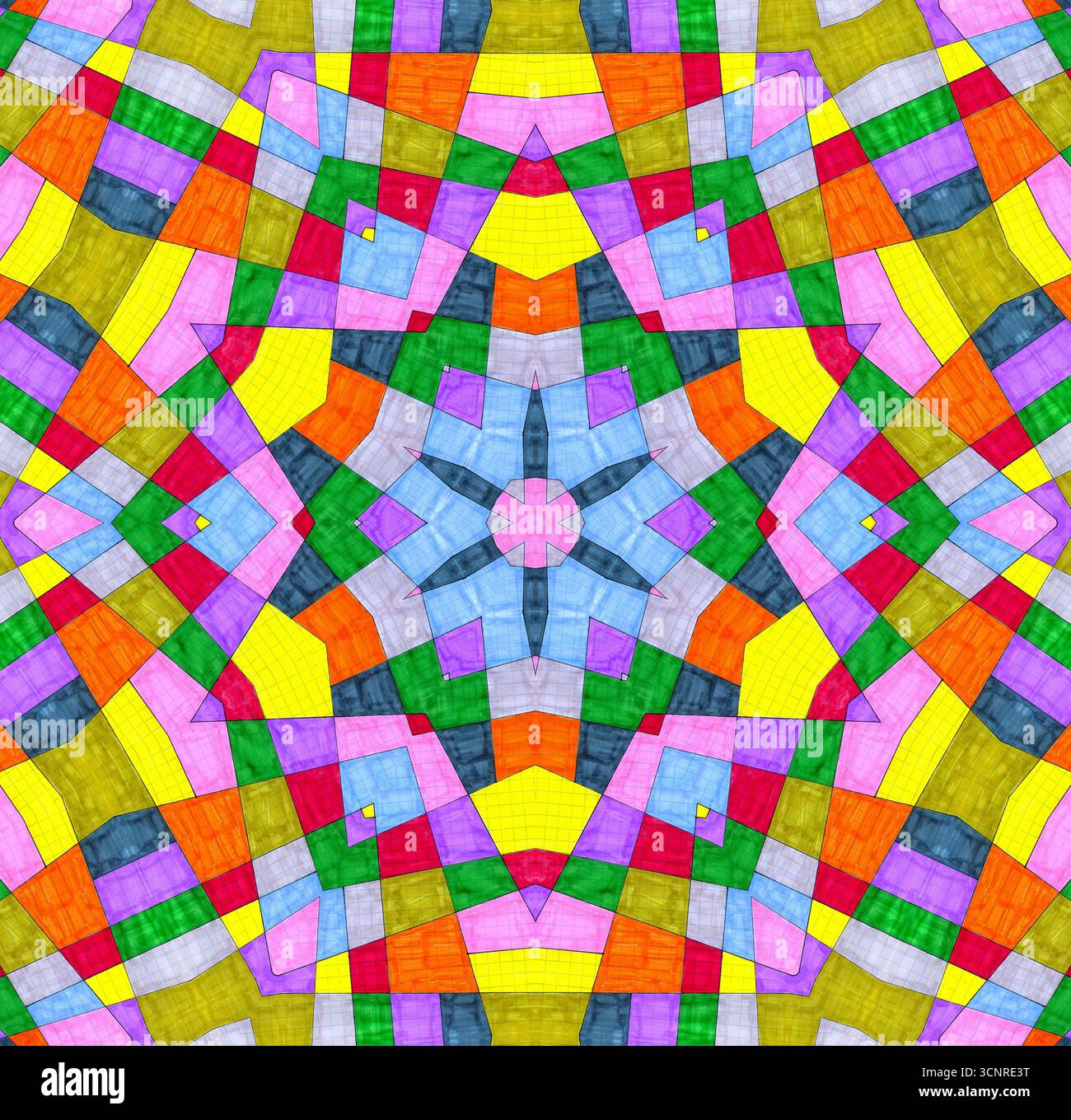 Sfondo astratto con pattern concentrico multicolore luminoso Foto Stock